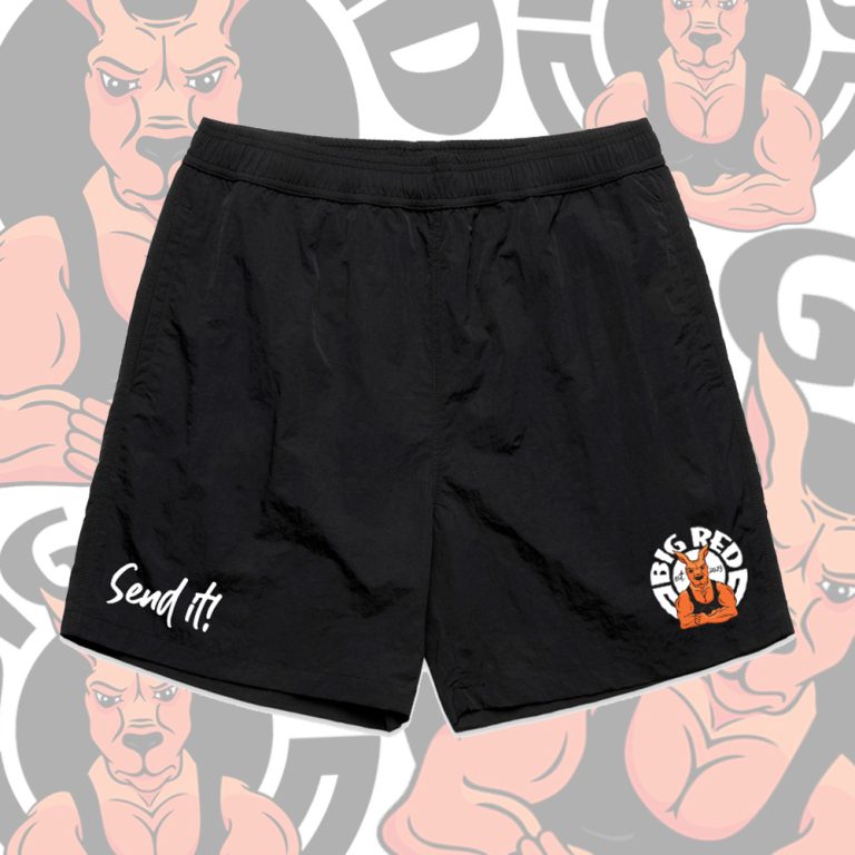 black beach shorts front